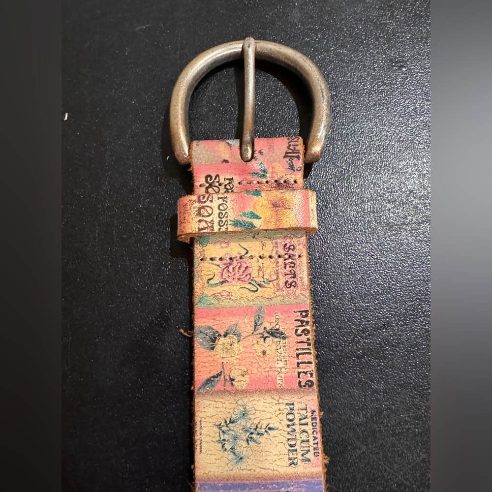 Fossil Multicolor Graphic Patchwork Leather Belt … - image 3